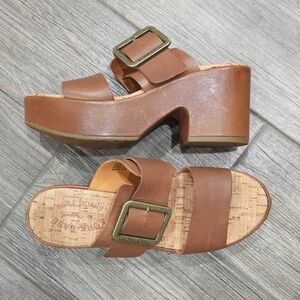 KORK EASE Women’s Taige Brown w/ Leather Strap, 6M, Platform Heel